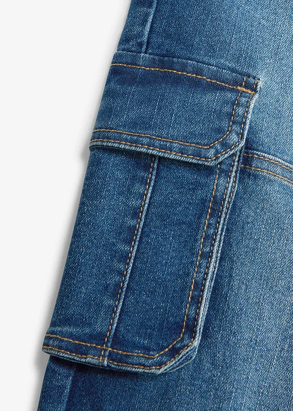 Cargo-jeans med Loose Fit och reglerbar midja, Straight, bonprix