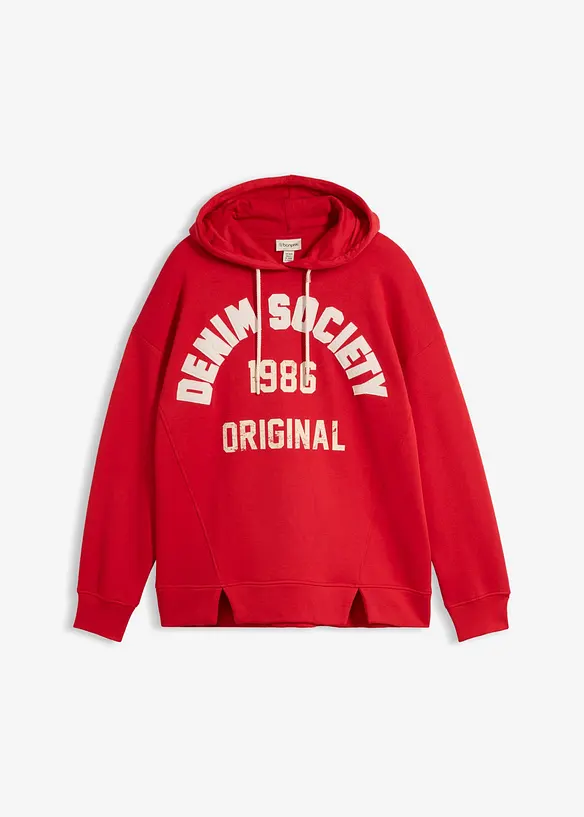 Sweatshirt med huva av bomull, oversizemodell, bonprix