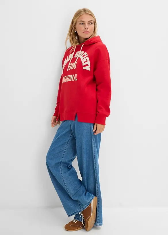 Sweatshirt med huva av bomull, oversizemodell, bonprix