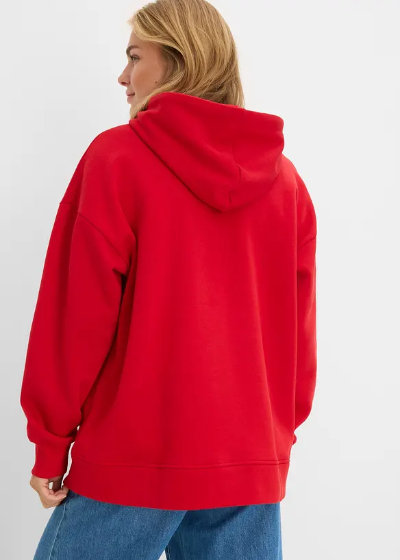 Sweatshirt med huva av bomull, oversizemodell, bonprix