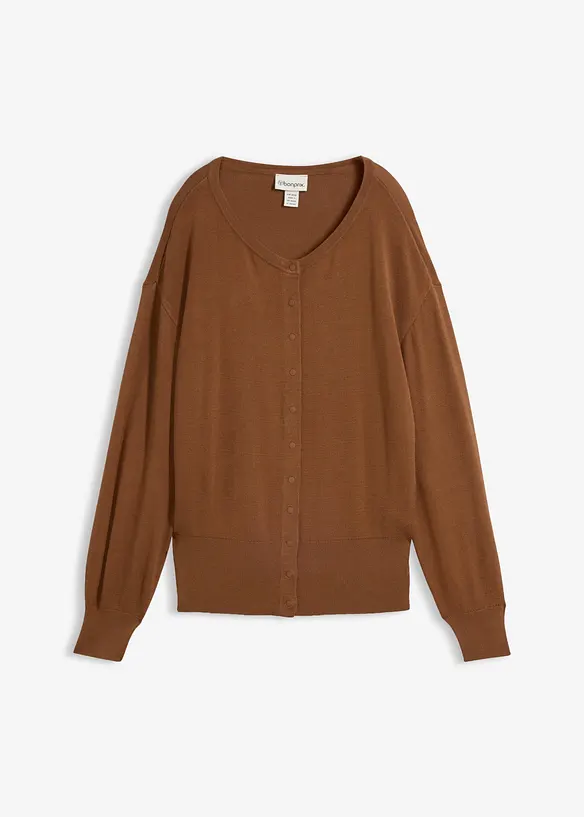Finstickad cardigan av mjuk viskosmix, bonprix