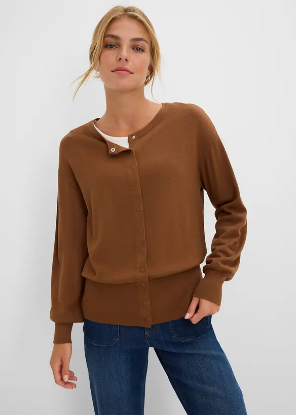 Finstickad cardigan av mjuk viskosmix, bonprix