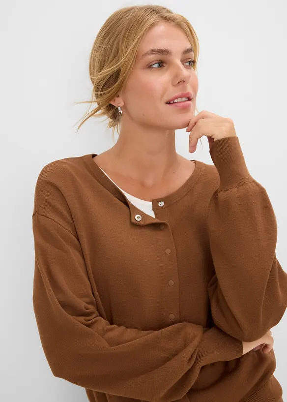 Finstickad cardigan av mjuk viskosmix, bonprix