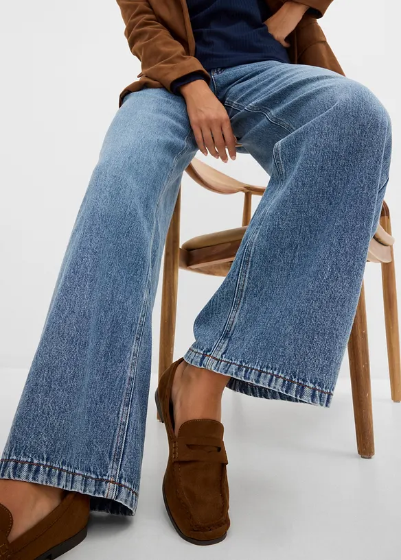 Wide Leg Jeans Mid Waist, bonprix
