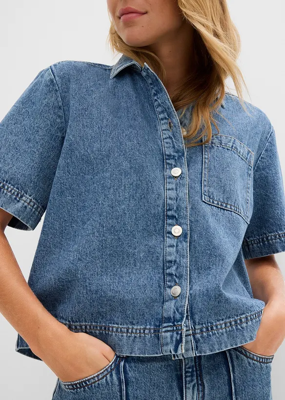 Jeansblus i bomull, bonprix