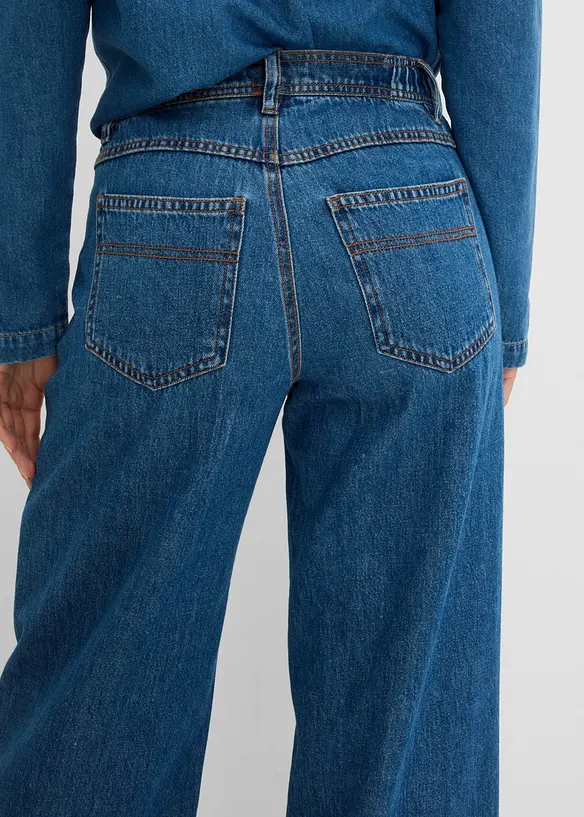 Wide Leg jeans Mid Waist cropped, bonprix