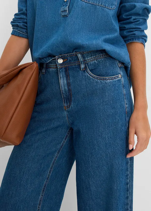 Wide Leg jeans Mid Waist cropped, bonprix