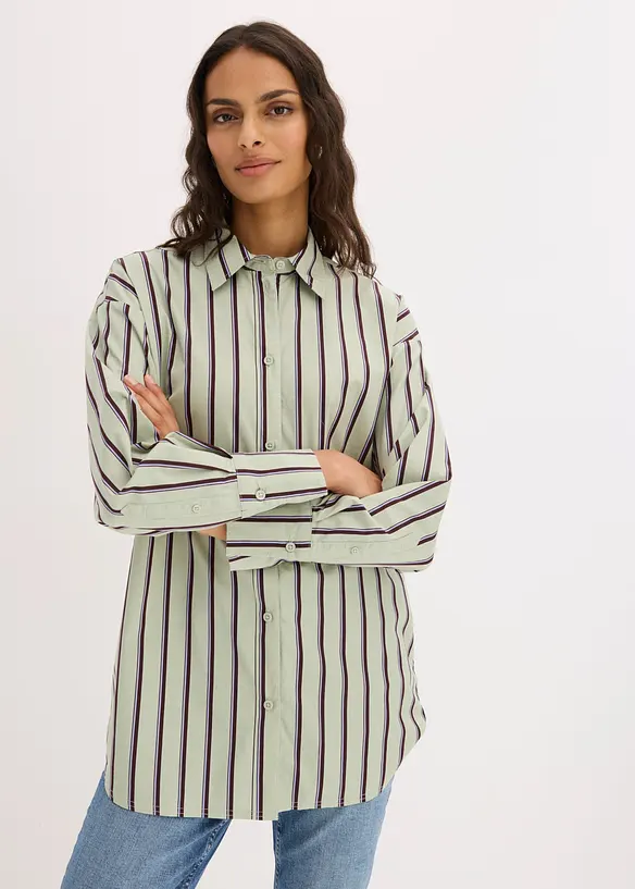 Skjortblus i bomullsmix, bonprix