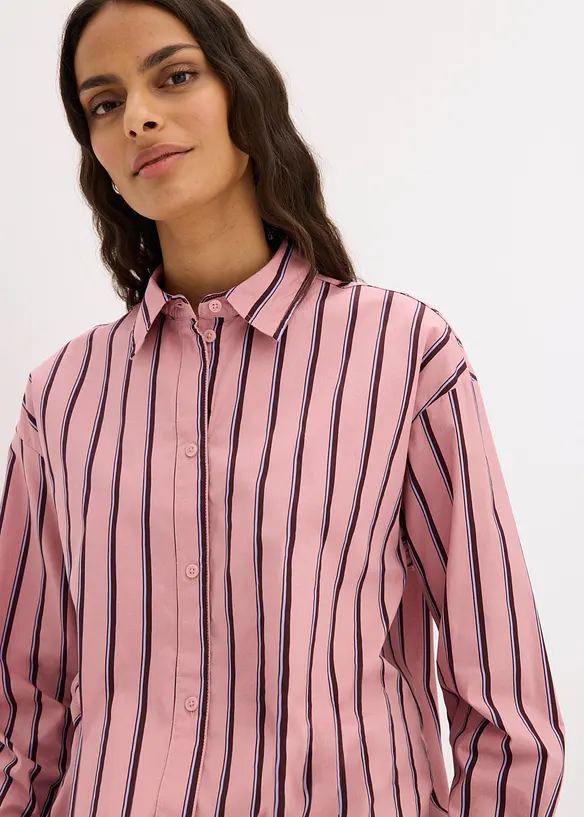 Skjortblus i bomullsmix, bonprix