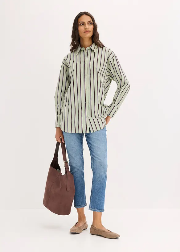 Skjortblus i bomullsmix, bonprix