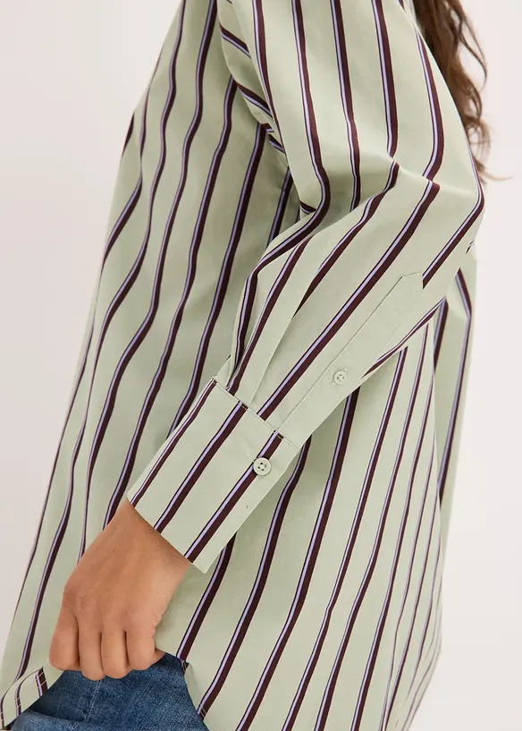 Skjortblus i bomullsmix, bonprix