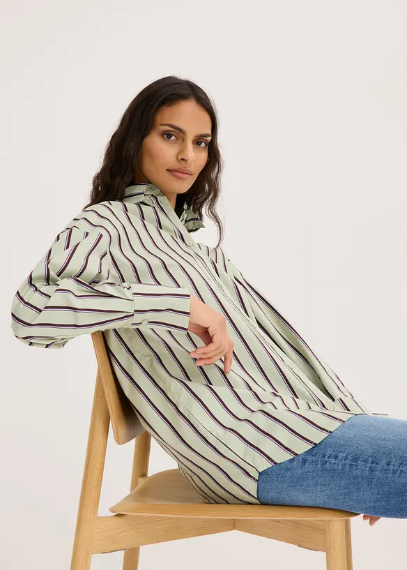 Skjortblus i bomullsmix, bonprix