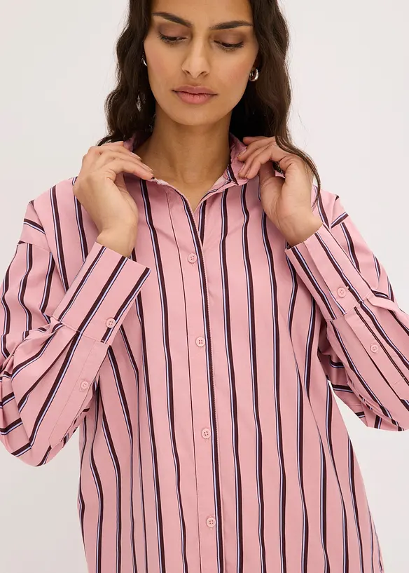 Skjortblus i bomullsmix, bonprix