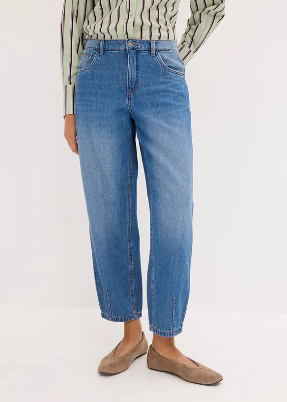 Barrel Jeans Mid Waist, cropped, bonprix