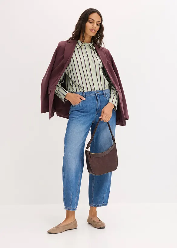 Barrel Jeans Mid Waist, cropped, bonprix