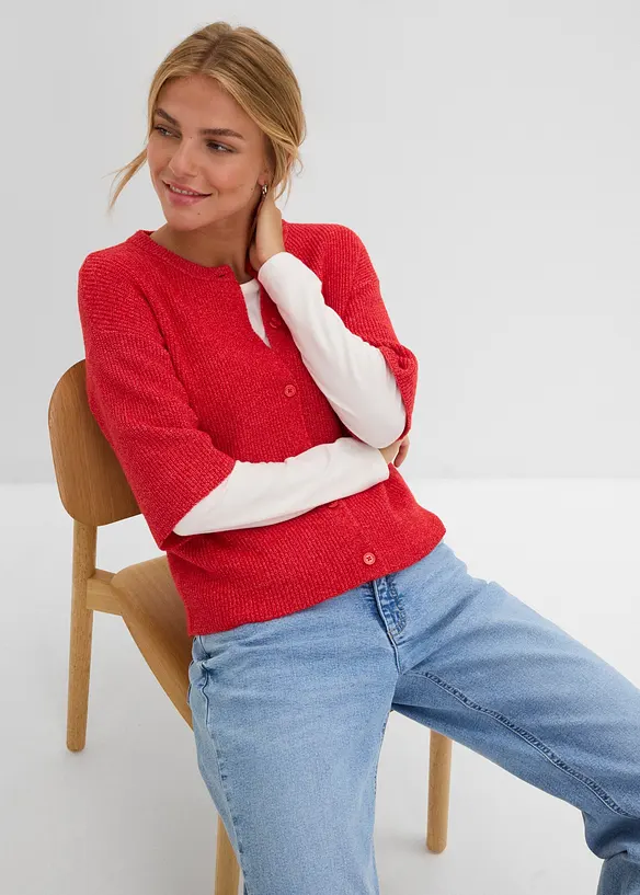Ledig cardigan med ull, bonprix