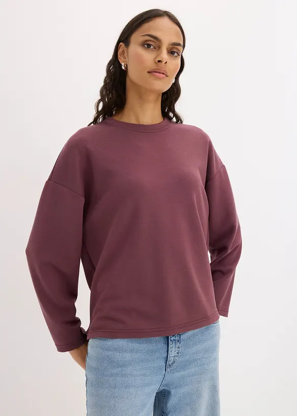 Oversizesweatshirt i stabil trik&aring; av viskosmix, bonprix
