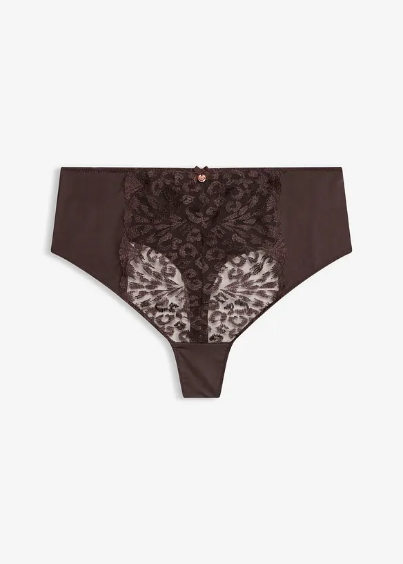 Stringtrosa med h&ouml;g midja och elegant broderi, bonprix