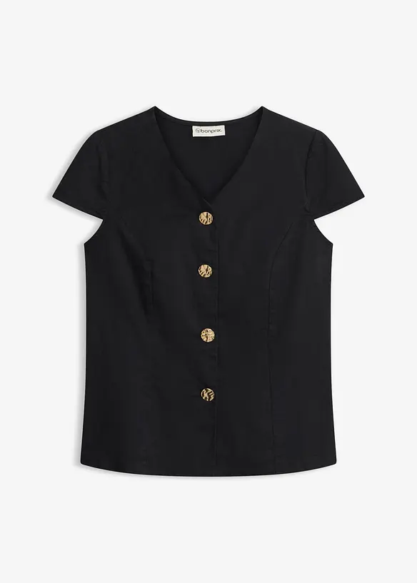 Kort&auml;rmad blus av bomull, bonprix
