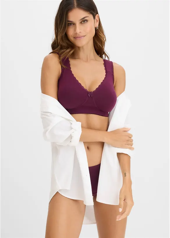 Minimizer-BH i T-shirtmodell utan bygel, med ekologisk bomull (2-pack), bonprix
