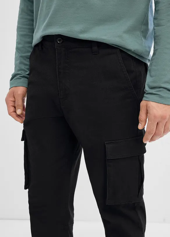 Cargobyxa med res&aring;rmidja och stretch Classic Fit, Straight, bonprix