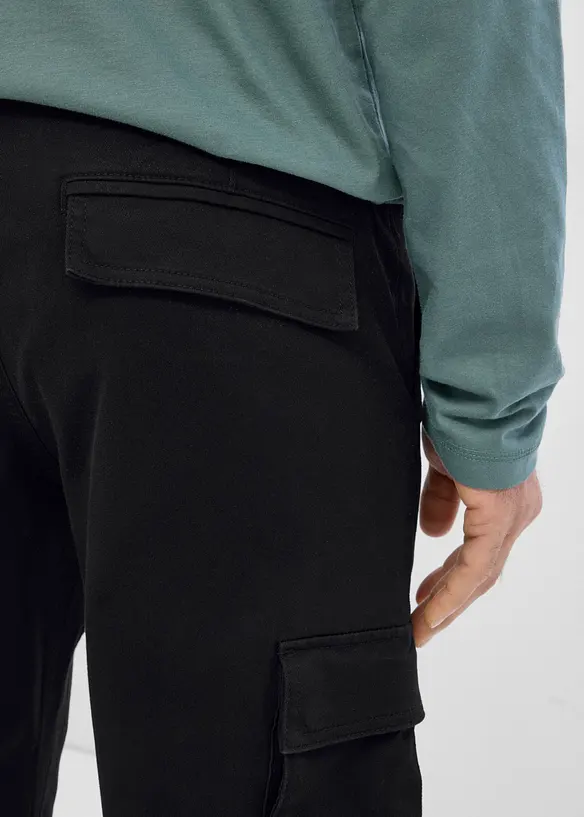 Cargobyxa med res&aring;rmidja och stretch Classic Fit, Straight, bonprix