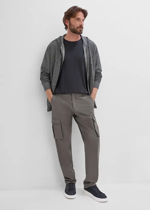 Cargobyxa med res&aring;rmidja och stretch Classic Fit, Straight, bonprix