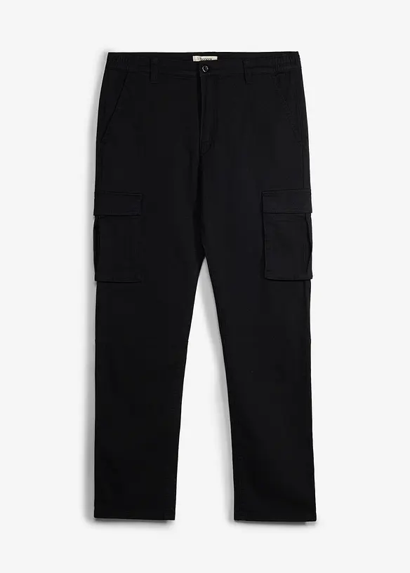 Cargobyxa med res&aring;rmidja och stretch Classic Fit, Straight, bonprix