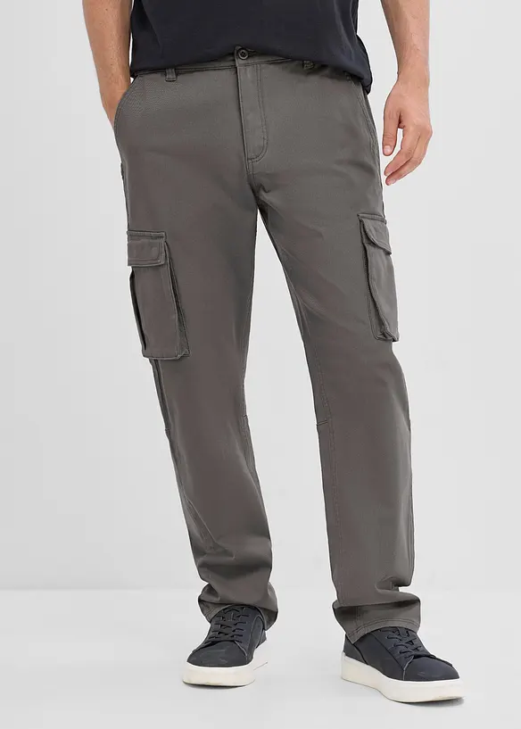 Cargobyxa med res&aring;rmidja och stretch Classic Fit, Straight, bonprix
