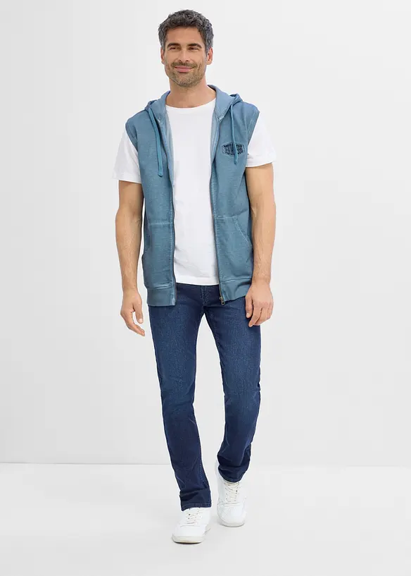 Sweatshirtv&auml;st med luva och tv&auml;ttade effekter, av bomull, bonprix