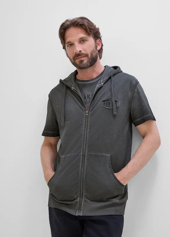 Sweatshirtv&auml;st med luva och tv&auml;ttade effekter, av bomull, bonprix