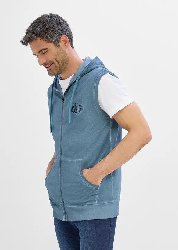 Sweatshirtv&auml;st med luva och tv&auml;ttade effekter, av bomull, bonprix