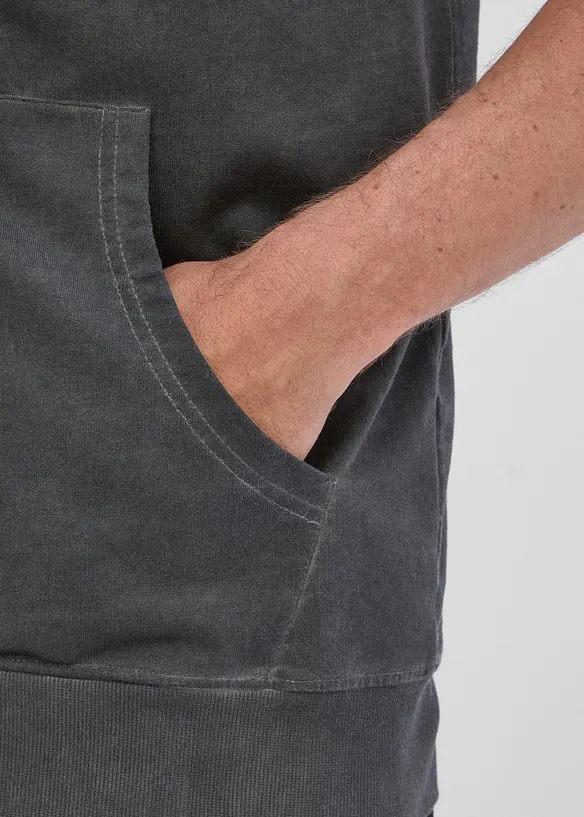 Sweatshirtv&auml;st med luva och tv&auml;ttade effekter, av bomull, bonprix