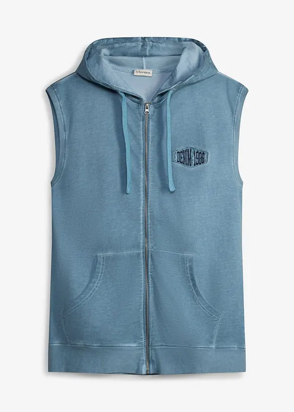 Sweatshirtv&auml;st med luva och tv&auml;ttade effekter, av bomull, bonprix