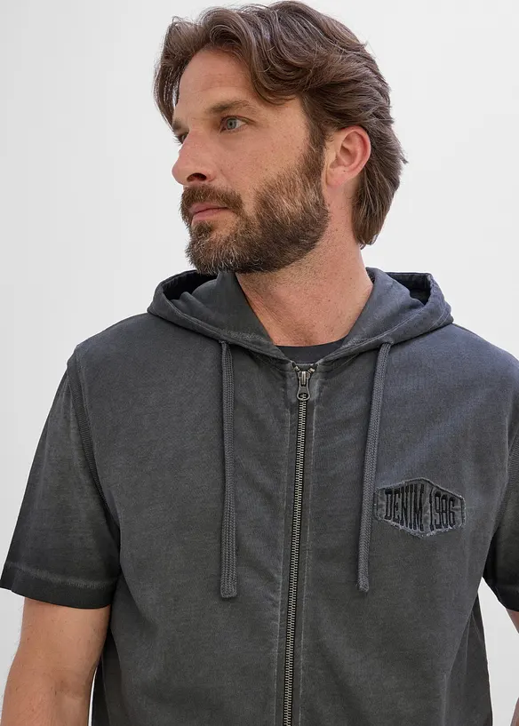 Sweatshirtv&auml;st med luva och tv&auml;ttade effekter, av bomull, bonprix