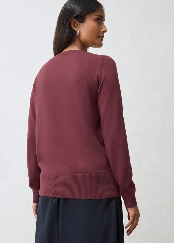 Finstickad cardigan av mjuk bomullsmix, bonprix
