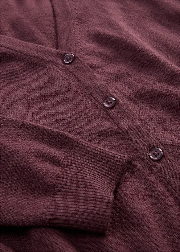 Finstickad cardigan av mjuk bomullsmix, bonprix