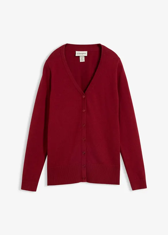 Finstickad cardigan av mjuk bomullsmix, bonprix