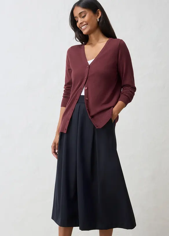 Finstickad cardigan av mjuk bomullsmix, bonprix