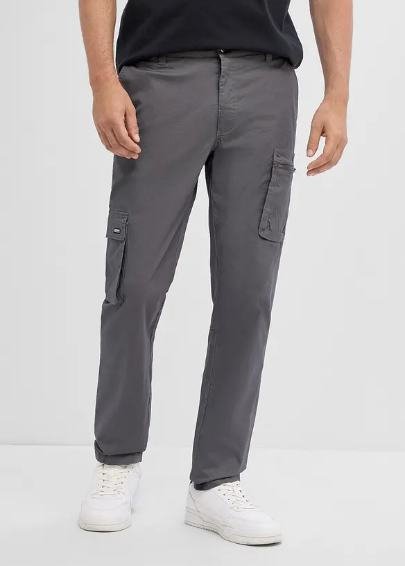 Stretchbyxa med mobilficka, normal passform, raka ben, bonprix