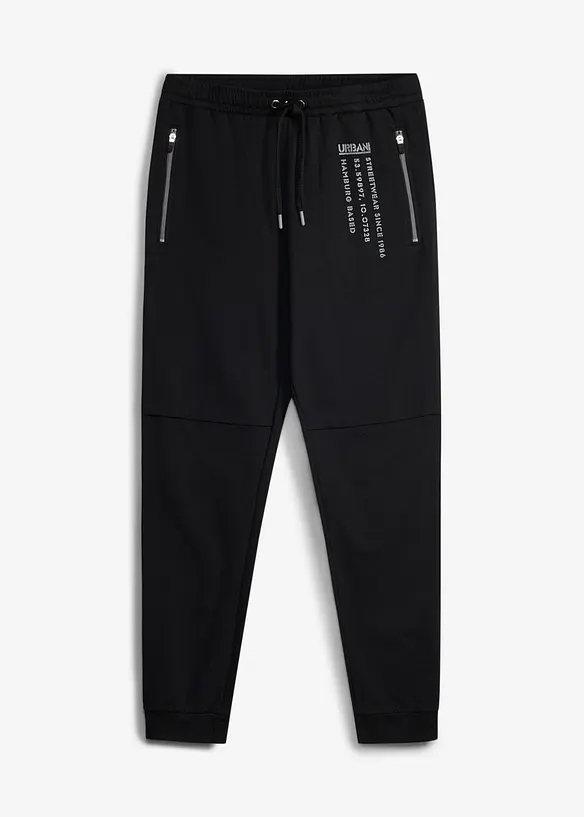 Joggingbyxa i bomull med sportigt tryck, bonprix