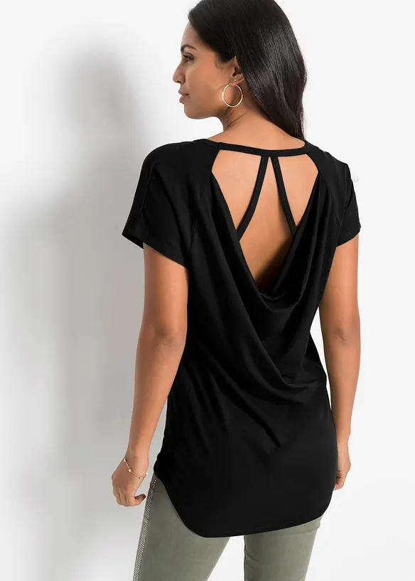 Topp av mjuk materialmix, bonprix