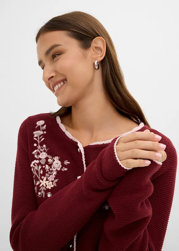 S&ouml;t folkdr&auml;ktsinspirerad cardigan med broderi, bonprix