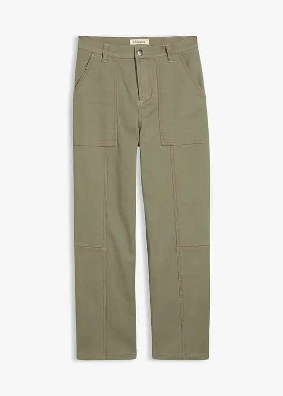 Twillbyxa i kortare modell av bomull med stretch, bonprix