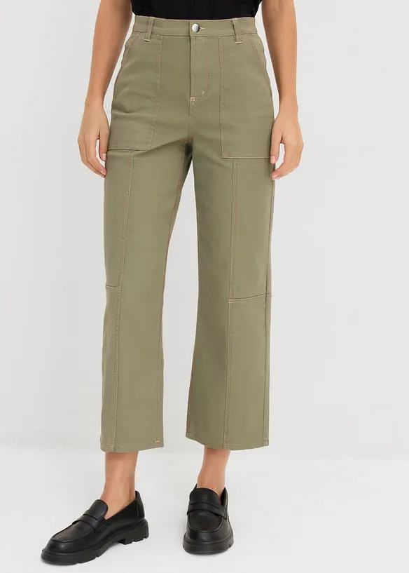Twillbyxa i kortare modell av bomull med stretch, bonprix
