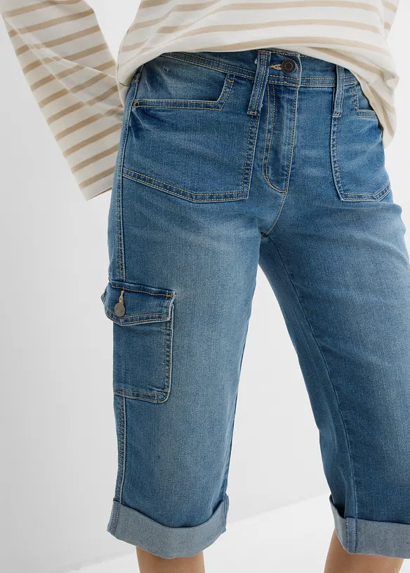 Cargo Jeans, Mid Waist, Stretch, bonprix