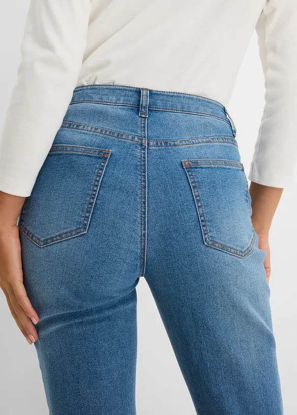 Bootcut-jeans Mid Waist med broderi, bonprix