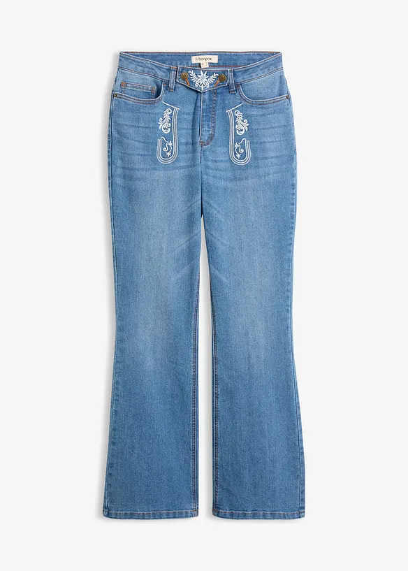 Bootcut-jeans Mid Waist med broderi, bonprix