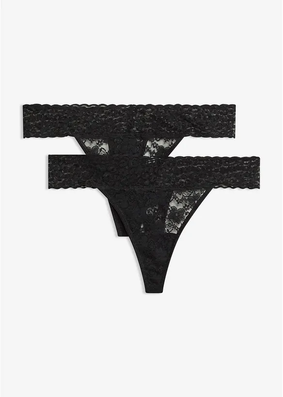 Stringtrosa i spets (2-pack), bonprix