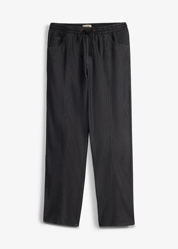 Tunn dra p&aring;-byxa i Loose Fit, Straight, bonprix